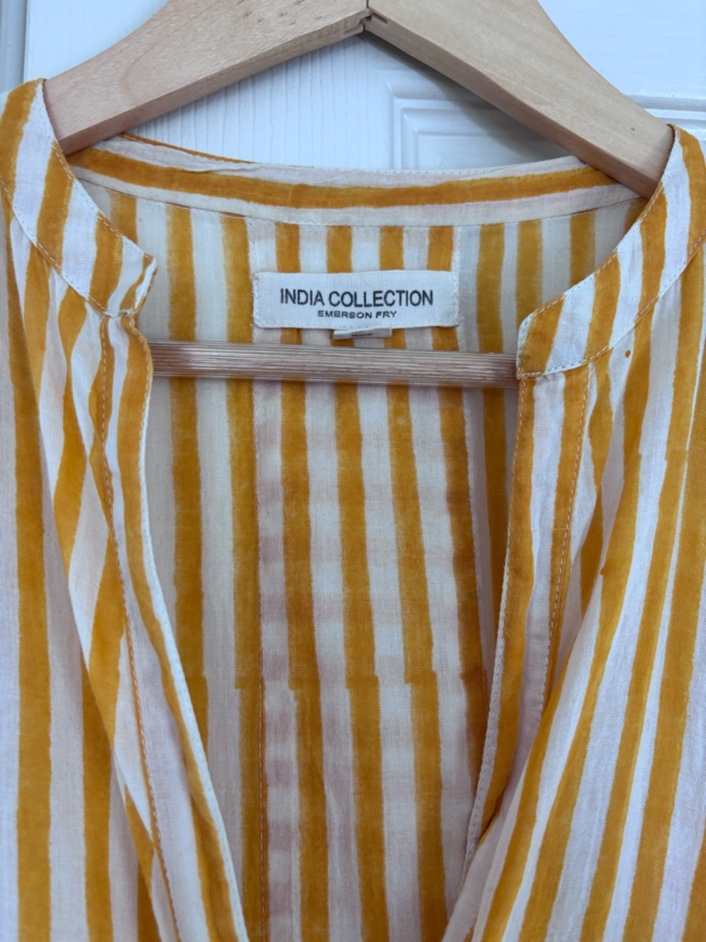 Emerson Fry Short Caftan in Marigold Stripe - Picture 6 of 6